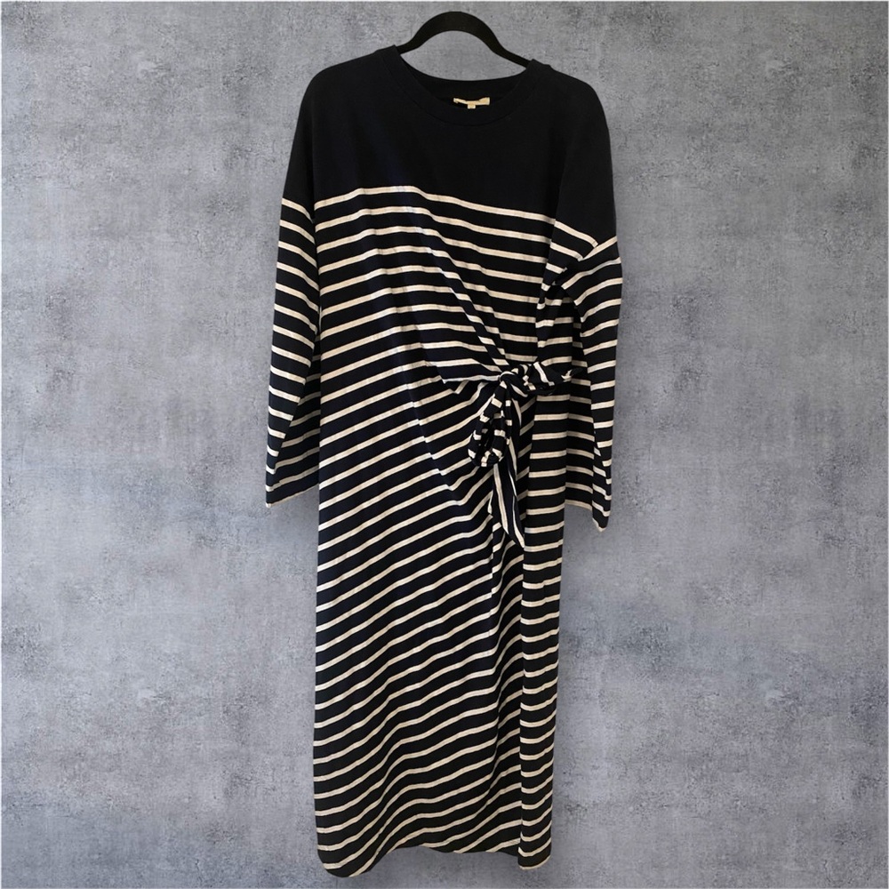 Madewell Black and White Striped Maxi Dress